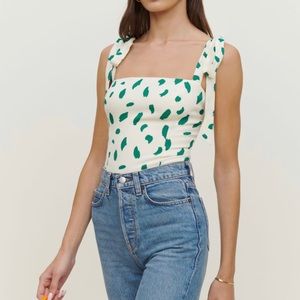 NWT Reformation Ellora Paint Green Top Sz 8
